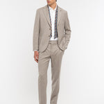 Abito gessato di lana stretch 44 / BEIGE