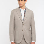Abito gessato di lana stretch 44 / BEIGE
