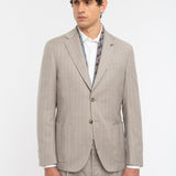 Abito gessato di lana stretch 44 / BEIGE