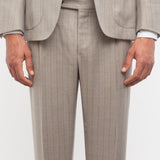 Abito gessato di lana stretch 44 / BEIGE
