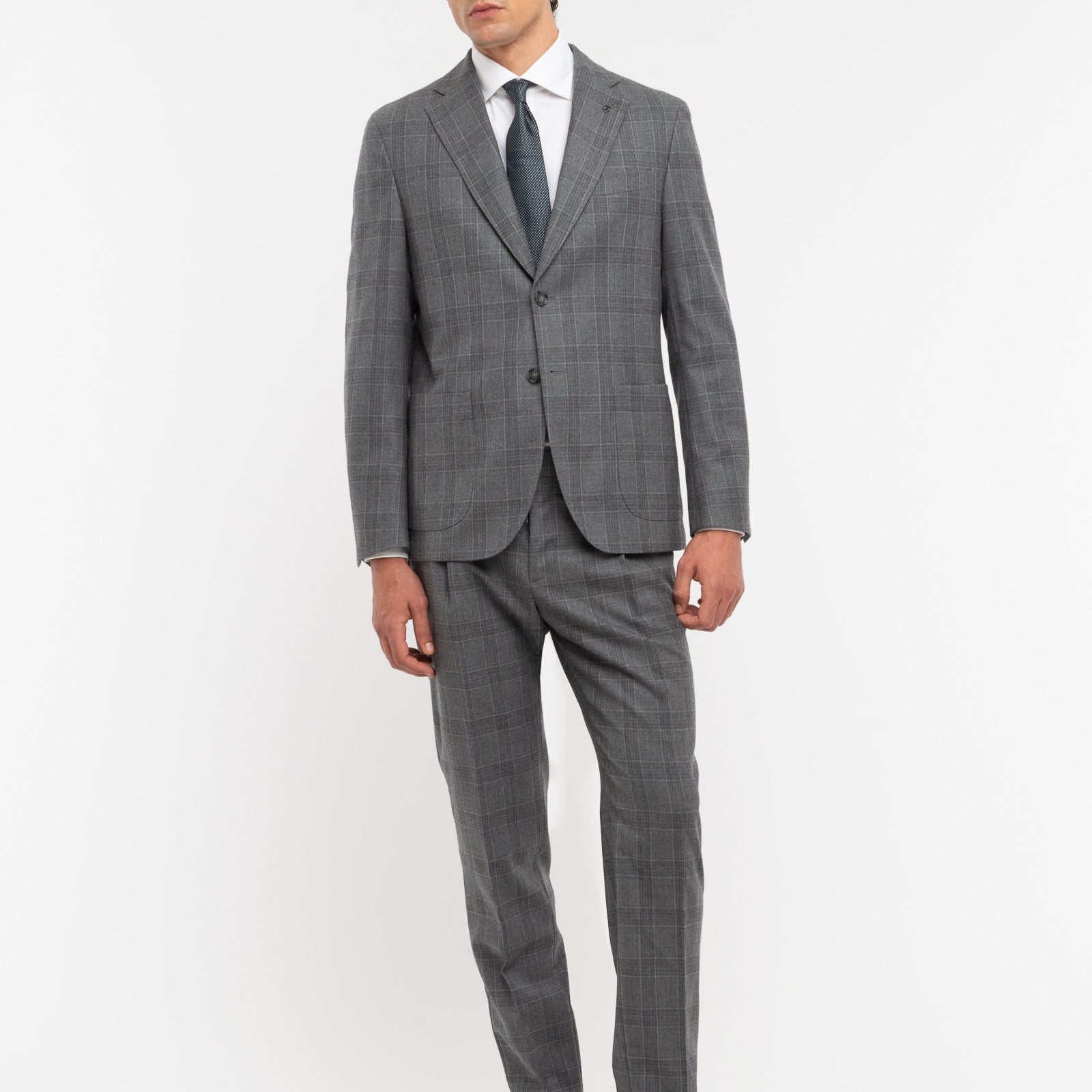 Abito check di lana stretch 44 / GRIGIO