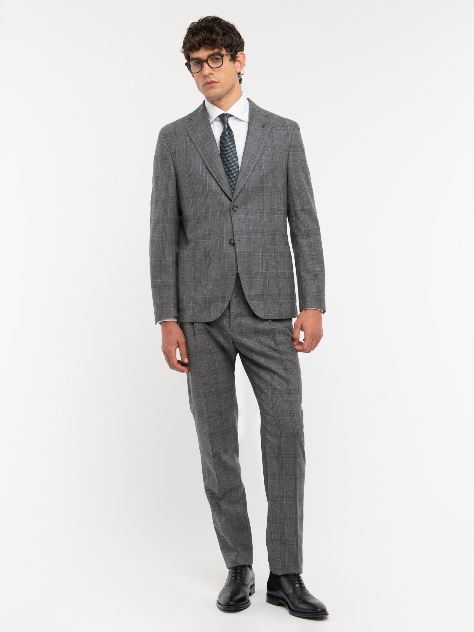 Abito check di lana stretch 44 / GRIGIO