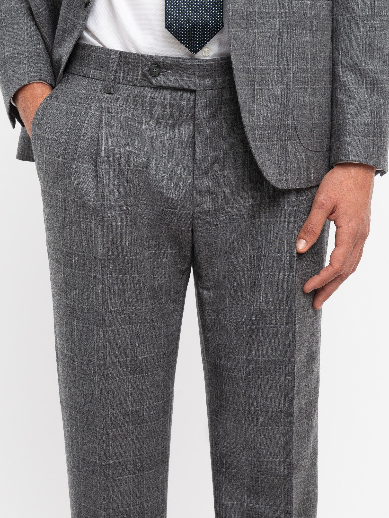 Abito check di lana stretch 44 / GRIGIO
