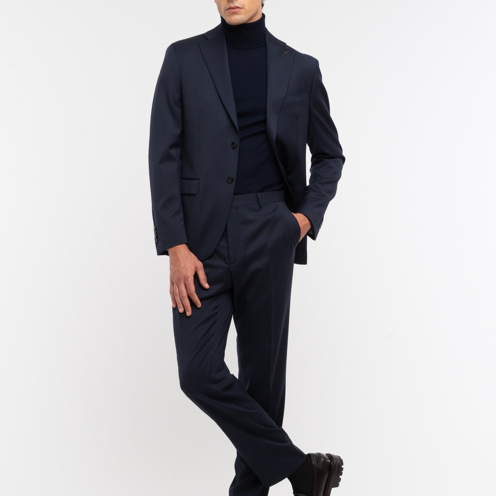 Abito saglia di lana stretch 44 / BLU