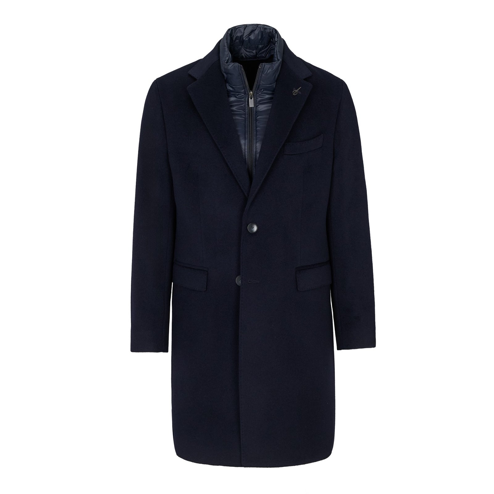 Cappotto con pettorina panno misto lana cashmere 44 / BLU