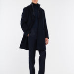 Cappotto con pettorina panno misto lana cashmere 44 / BLU