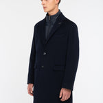 Cappotto con pettorina panno misto lana cashmere 44 / BLU