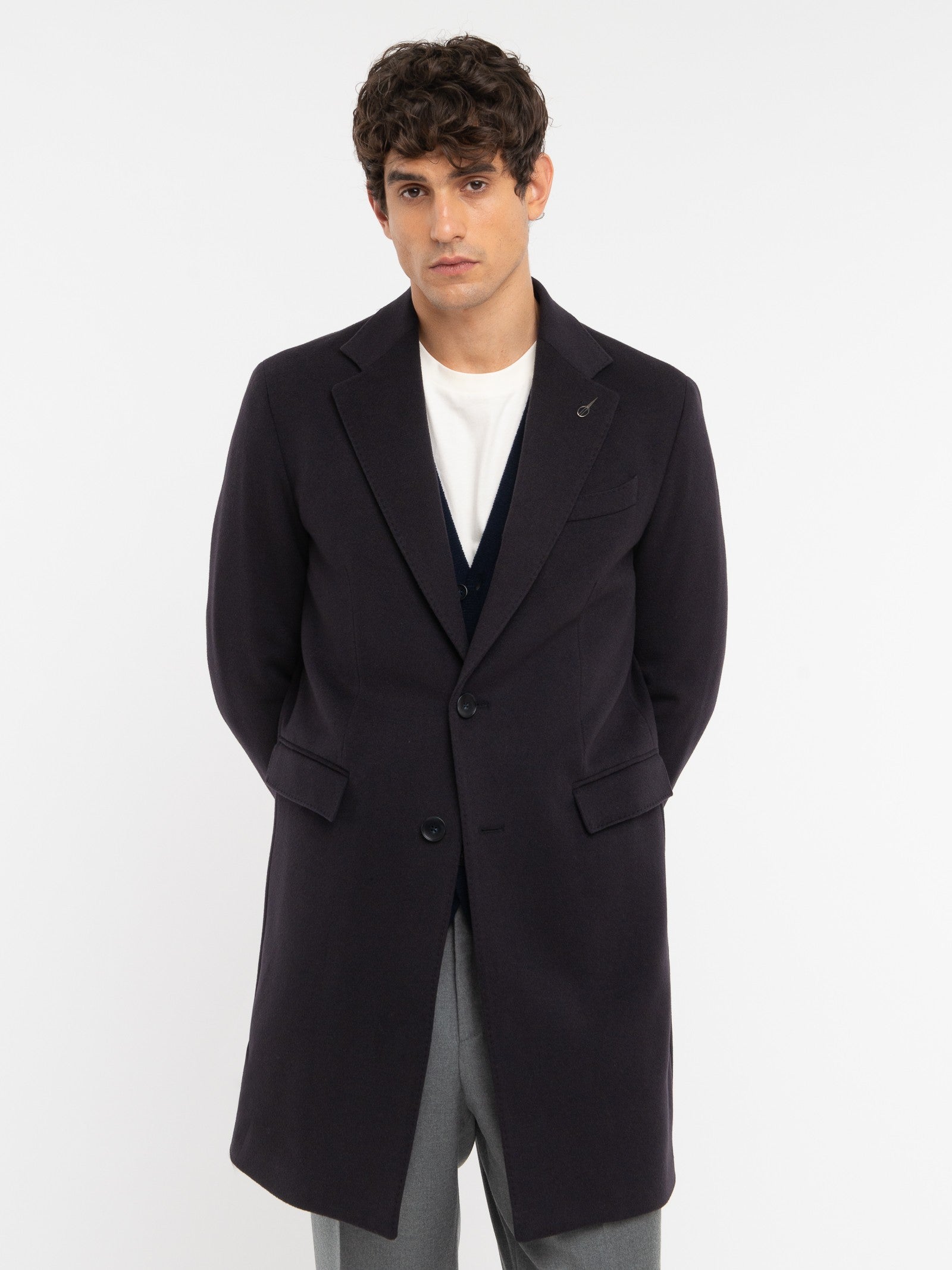 Cappotto panno drap puro cashmere 44 / BLU