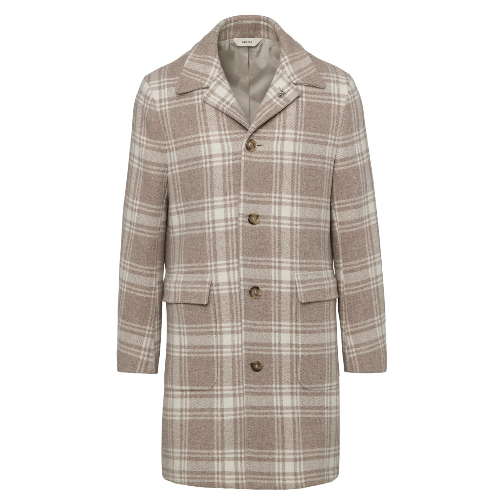 Cappotto macrocheck in misto lana cashmere 44 / BEIGE