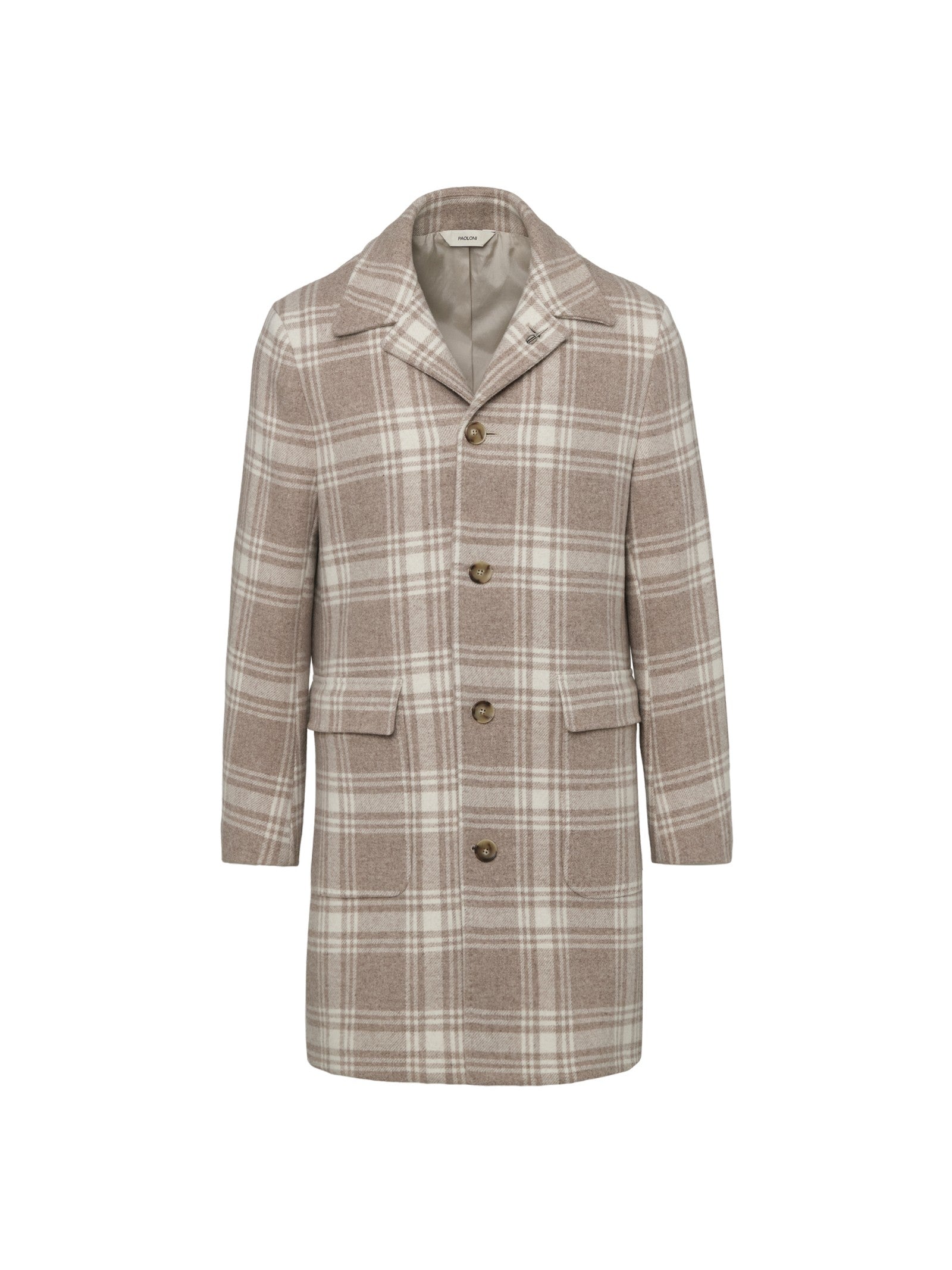 Cappotto macrocheck in misto lana cashmere 44 / BEIGE