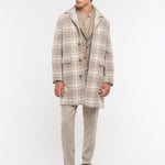 Cappotto macrocheck in misto lana cashmere 44 / BEIGE