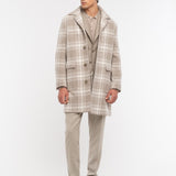 Cappotto macrocheck in misto lana cashmere 44 / BEIGE