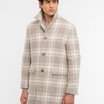 Cappotto macrocheck in misto lana cashmere 44 / BEIGE