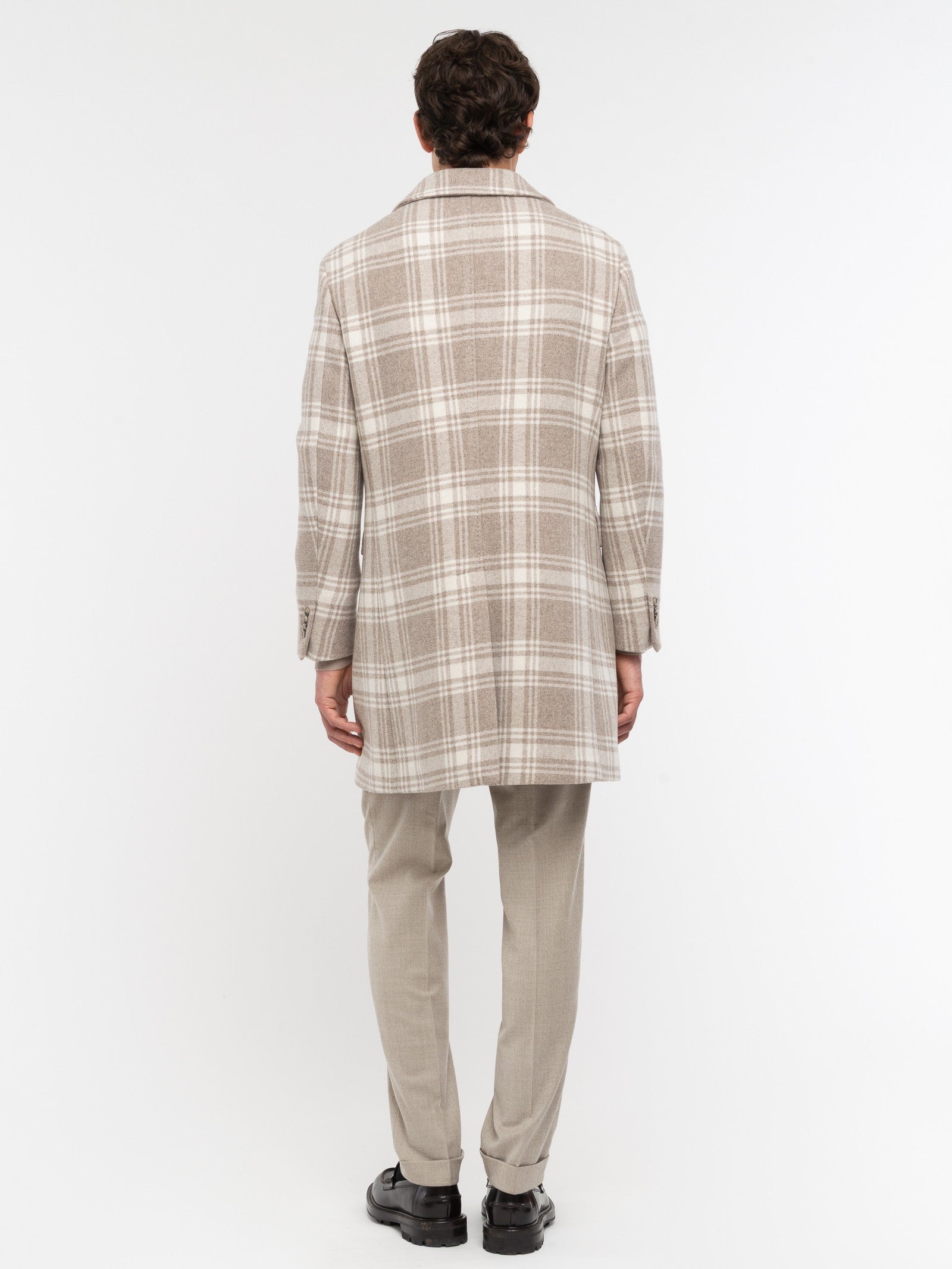 Cappotto macrocheck in misto lana cashmere 44 / BEIGE