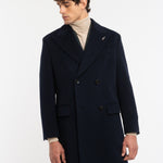 Cappotto doppiopetto panno misto lana cashmere 44 / BLU