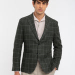 Giacca sfoderata check in misto lana 44 / VERDE