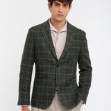 Giacca sfoderata check in misto lana 44 / VERDE