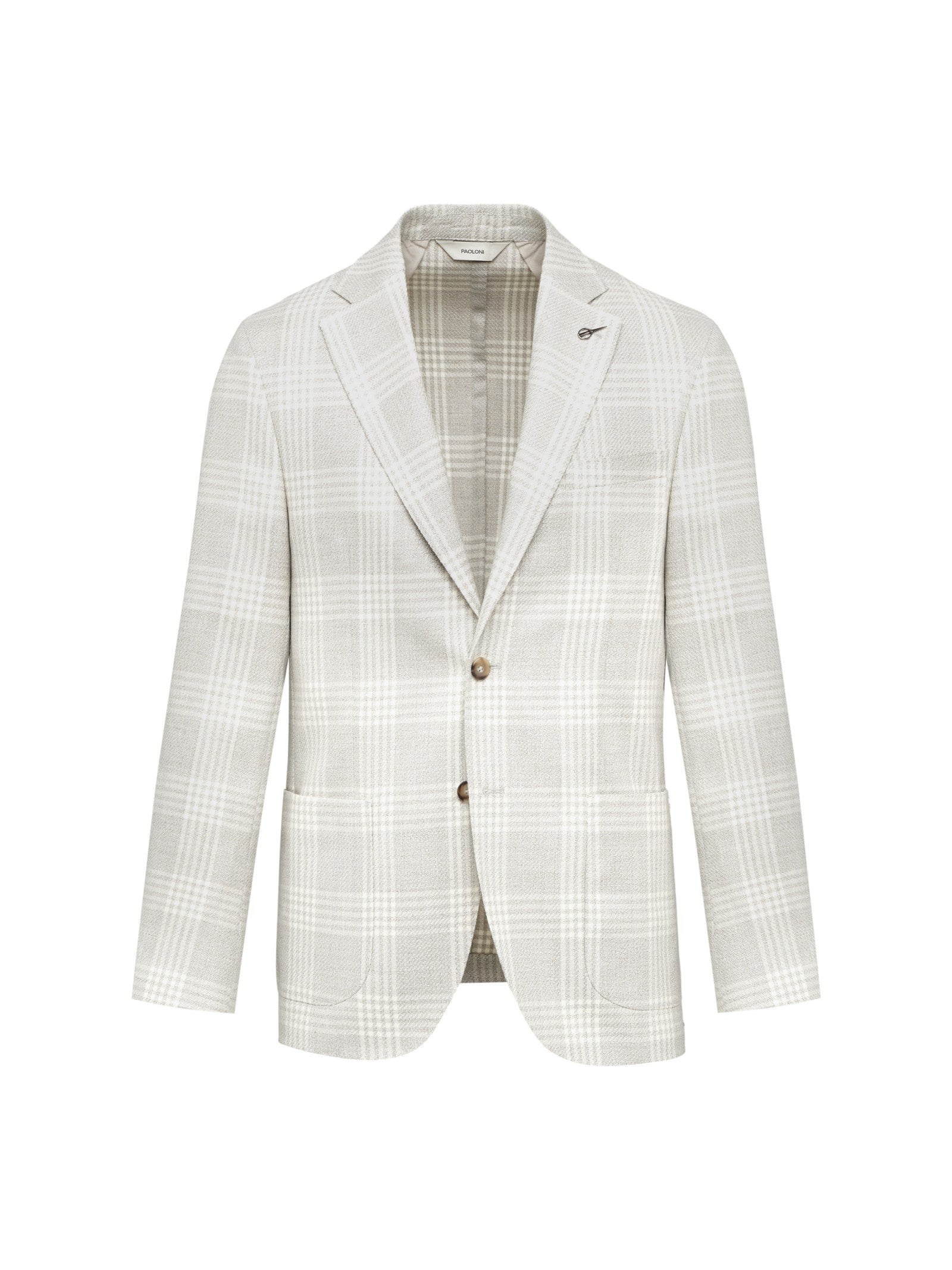 Giacca sfoderata macrocheck misto lana seta 44 / BEIGE