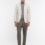 Giacca sfoderata macrocheck misto lana seta 44 / BEIGE