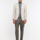 Giacca sfoderata macrocheck misto lana seta 44 / BEIGE