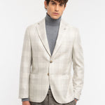 Giacca sfoderata macrocheck misto lana seta 44 / BEIGE