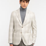 Giacca sfoderata macrocheck misto lana seta 44 / BEIGE