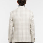 Giacca sfoderata macrocheck misto lana seta 44 / BEIGE