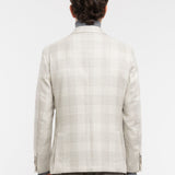 Giacca sfoderata macrocheck misto lana seta 44 / BEIGE