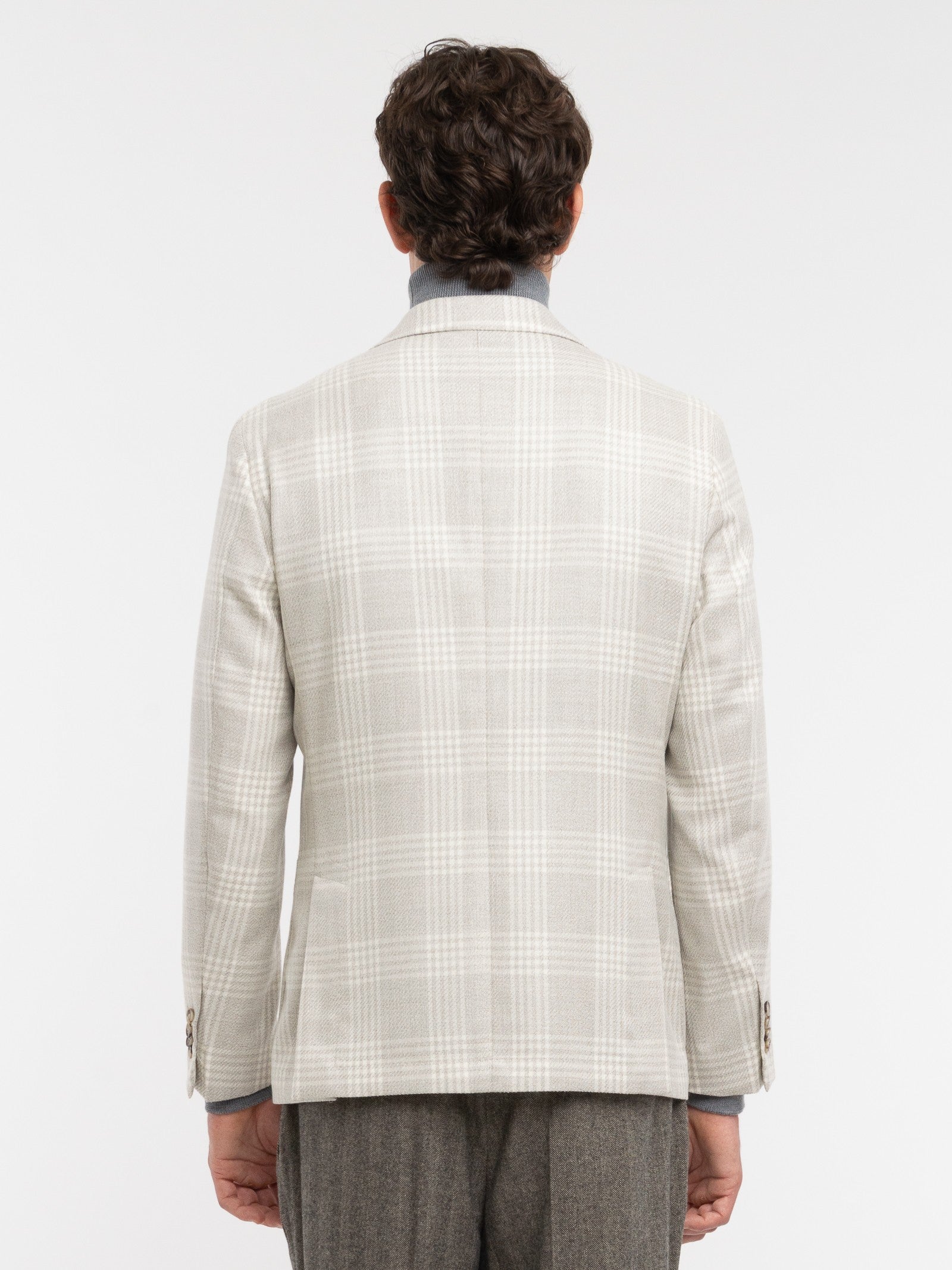 Giacca sfoderata macrocheck misto lana seta 44 / BEIGE