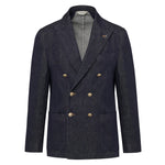 Giacca doppiopetto lavata in denim stretch 44 / BLU