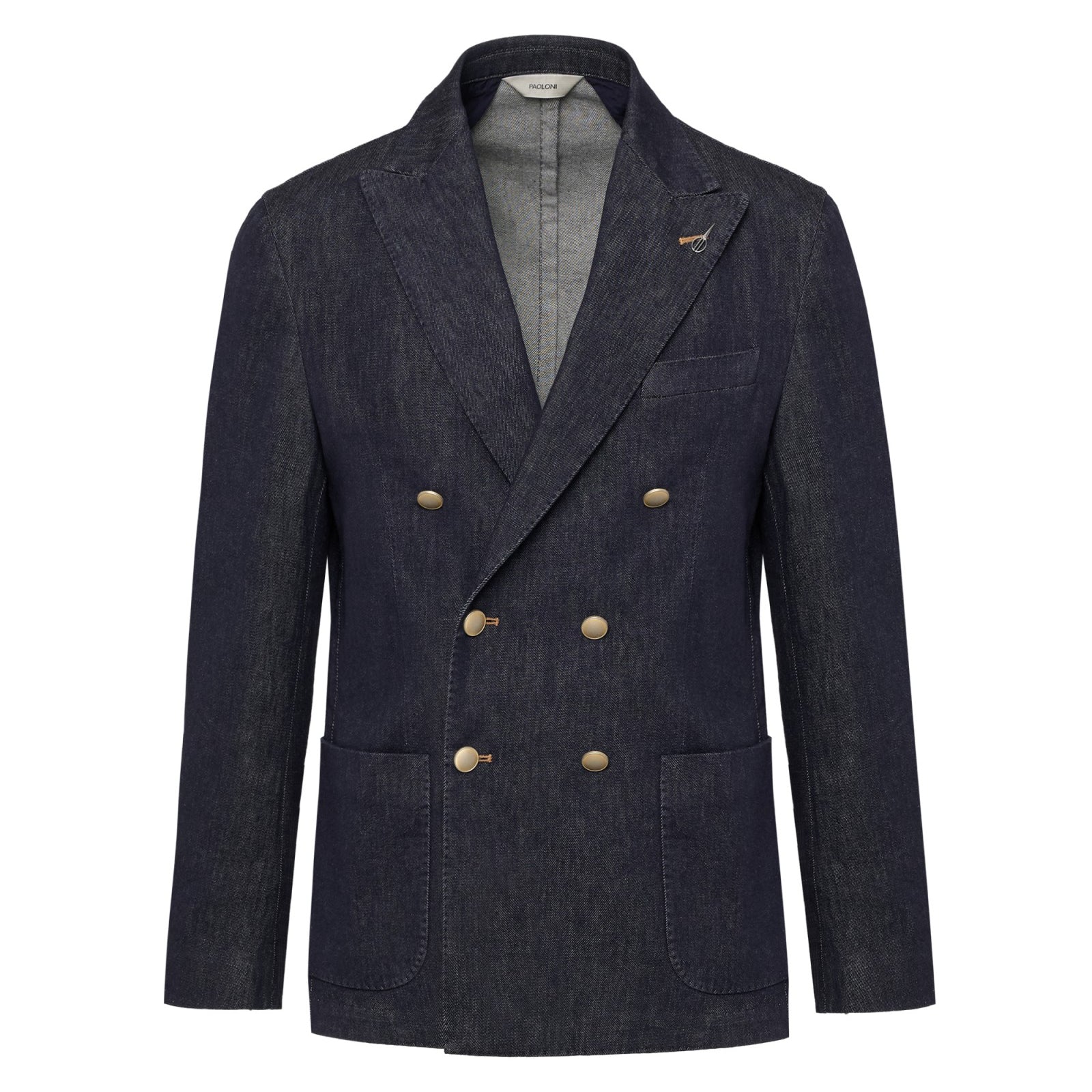 Giacca doppiopetto lavata in denim stretch 44 / BLU