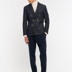 Giacca doppiopetto lavata in denim stretch 44 / BLU
