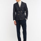 Giacca doppiopetto lavata in denim stretch 44 / BLU