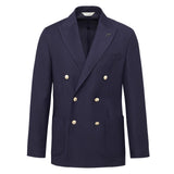 Giacca doppiopetto microtexture in lana vergine 44 / BLU