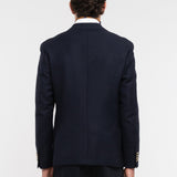 Giacca doppiopetto microtexture in lana vergine 44 / BLU
