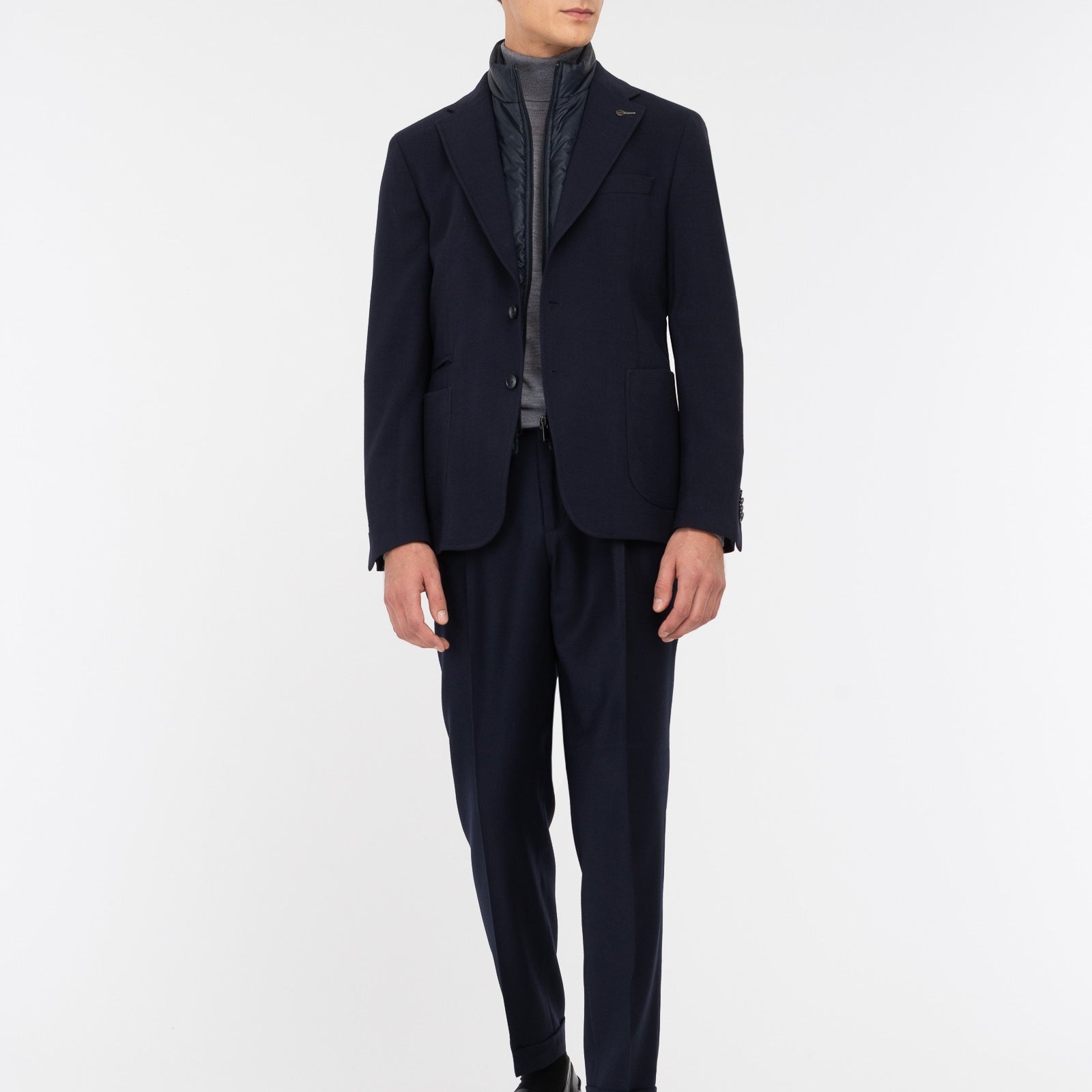 Giacca con pettorina in misto lana stretch 44 / BLU