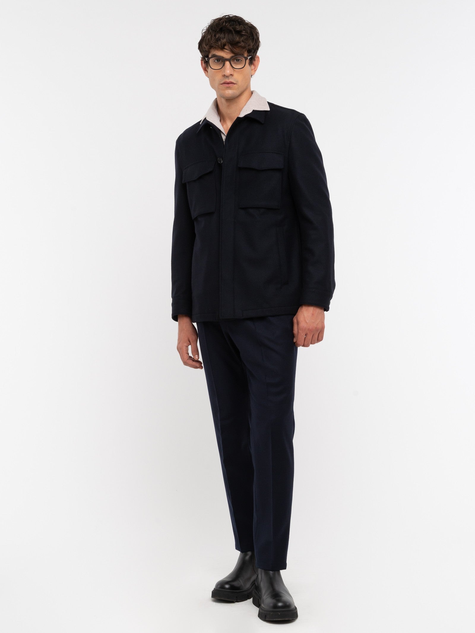 Overshirt panno leggero misto lana 44 / BLU