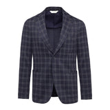Giacca jersey check misto lana 44 / BLU