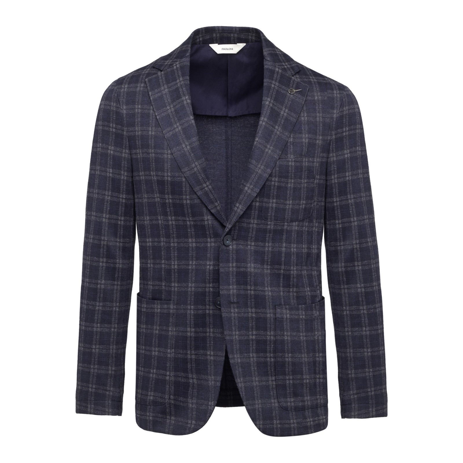 Giacca jersey check misto lana 44 / BLU