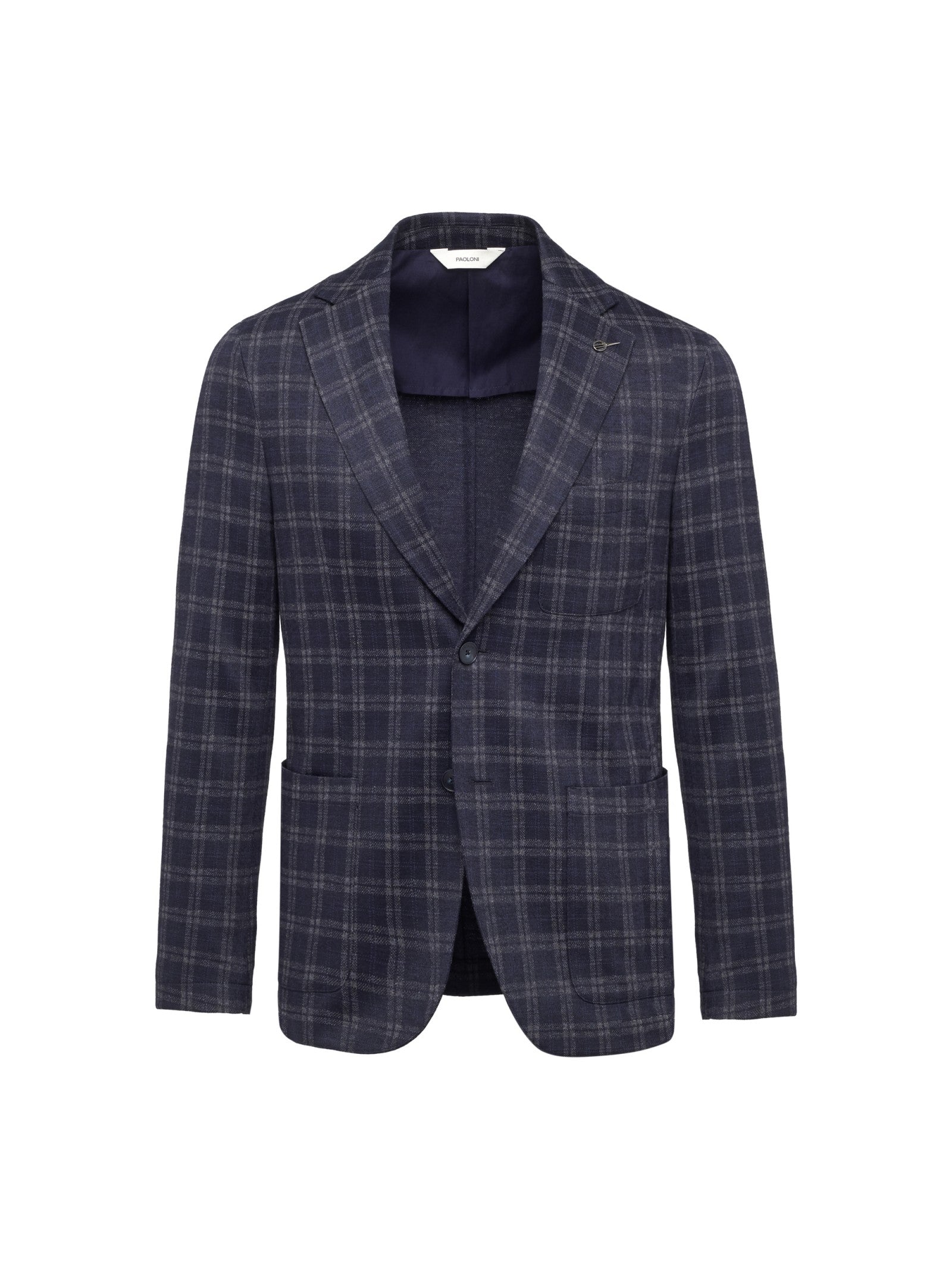 Giacca jersey check misto lana 44 / BLU