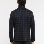 Giacca jersey check misto lana 44 / BLU