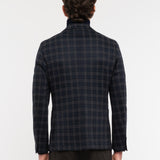Giacca jersey check misto lana 44 / BLU