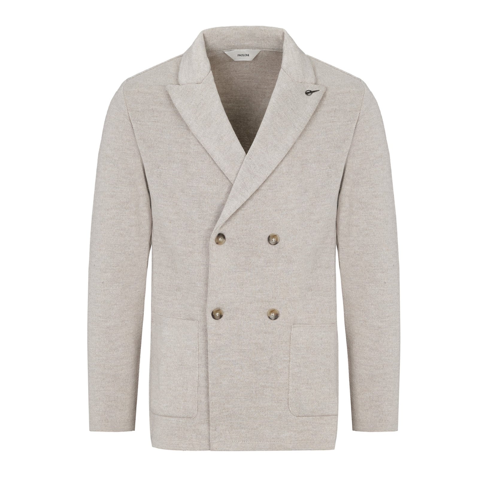 Giacca maglia doppiopetto jersey piquet misto lana 44 / BEIGE