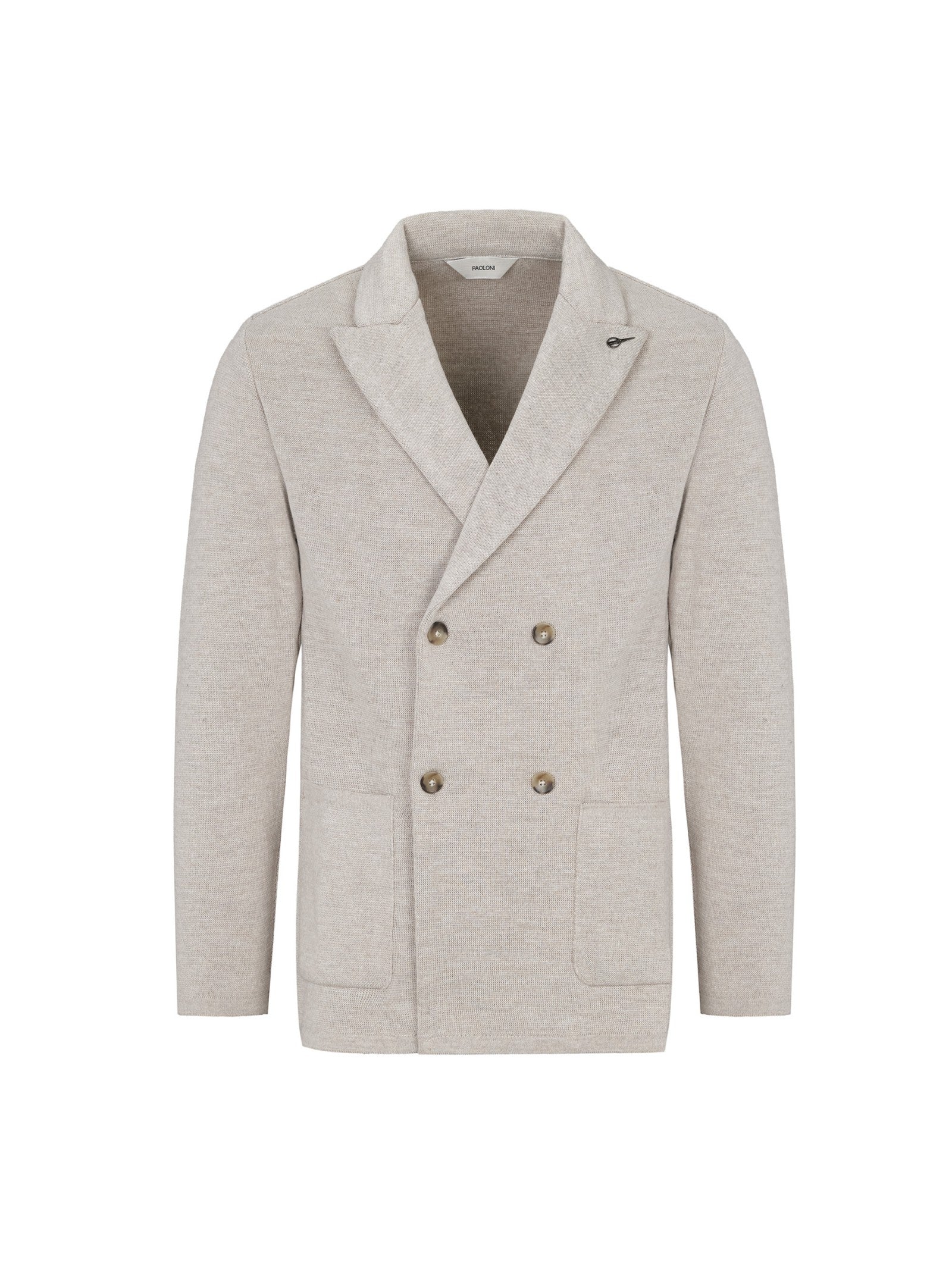 Giacca maglia doppiopetto jersey piquet misto lana 44 / BEIGE