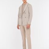 Giacca maglia doppiopetto jersey piquet misto lana 44 / BEIGE
