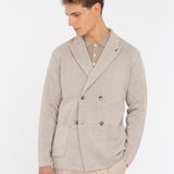 Giacca maglia doppiopetto jersey piquet misto lana 44 / BEIGE