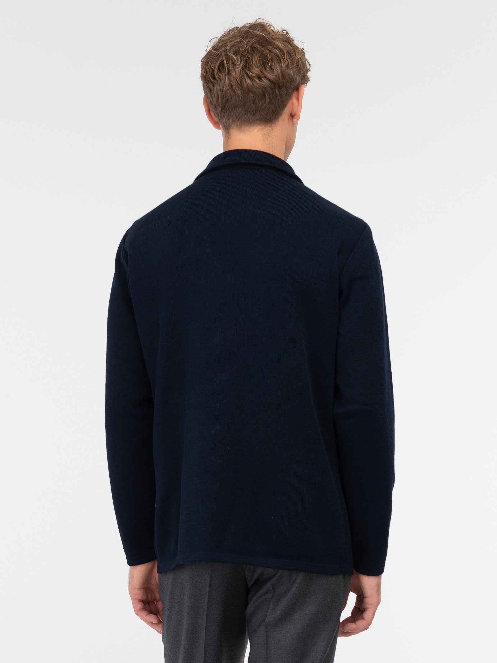 Giacca maglia doppiopetto jersey piquet misto lana 44 / BLU
