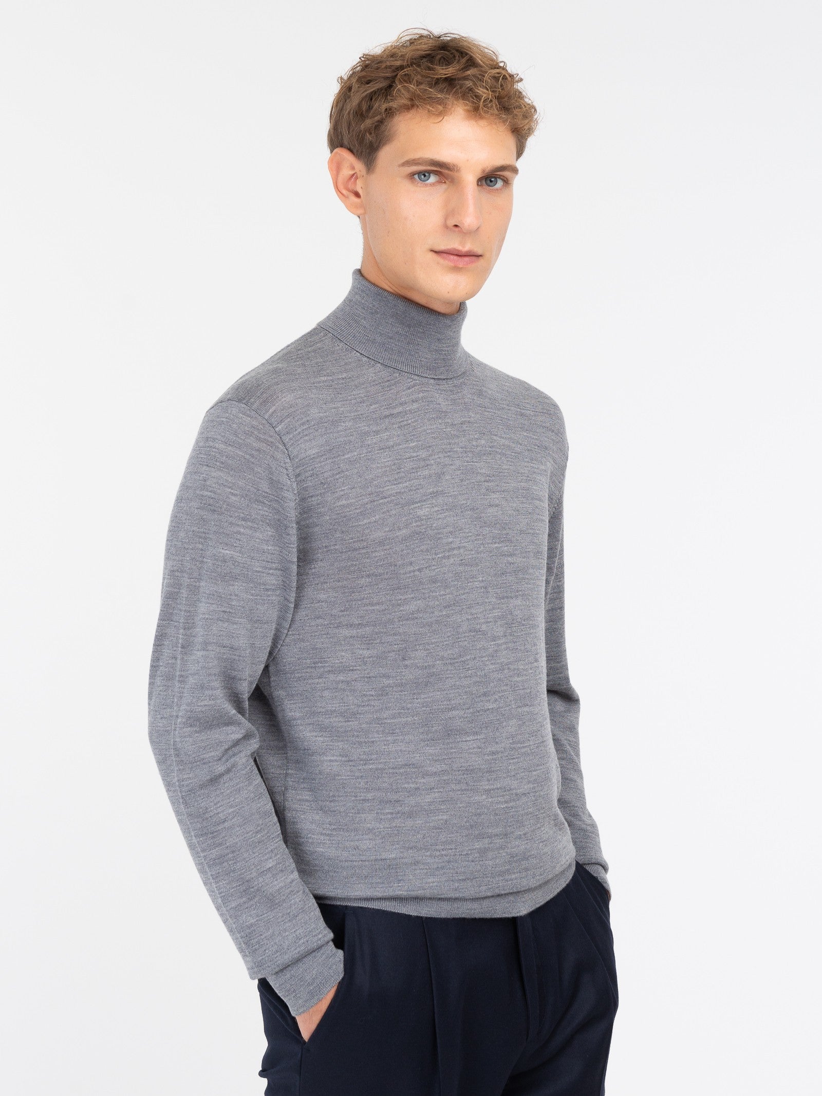 Dolcevita rasato pura lana merinos 3XL / GRIGIO