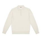 Polo manica lunga rasato pura lana merinos 3XL / BIANCO