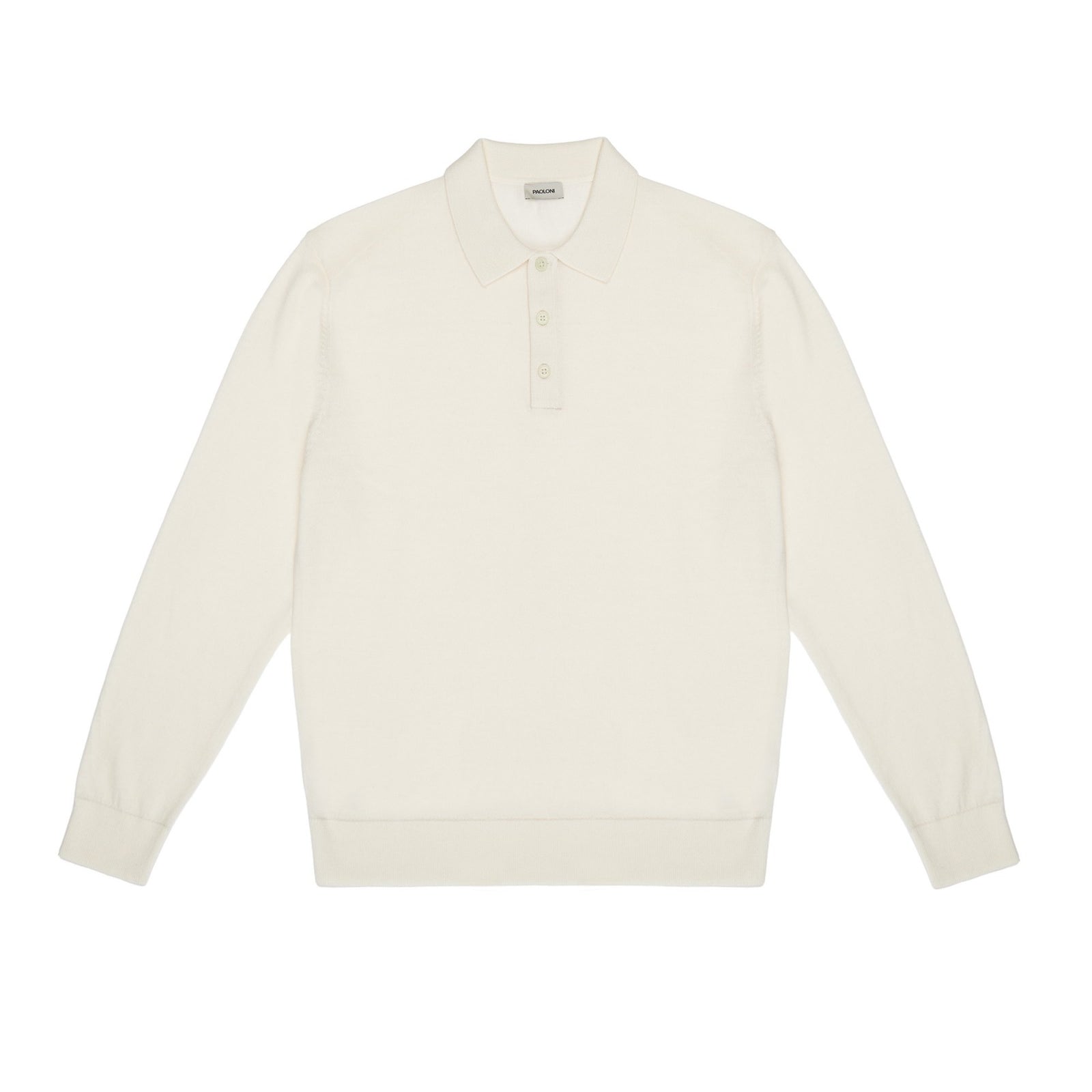 Polo manica lunga rasato pura lana merinos 3XL / BIANCO